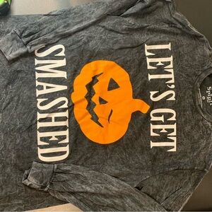 Spirit Halloween Pumpkin Long Sleeve Shirt - Gray and Orange